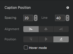Caption position settings for Card Designer