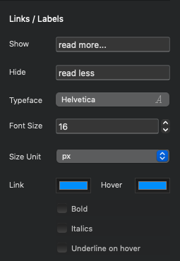 Link settings for Read More bric