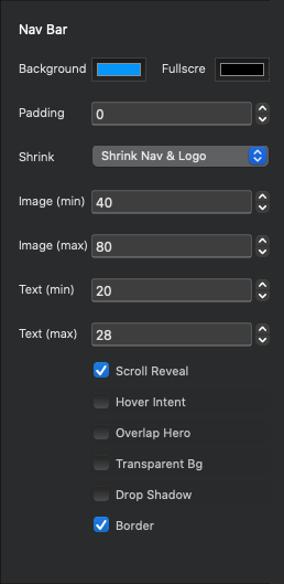 TextBloc Bric settings for Blocs Website Builder